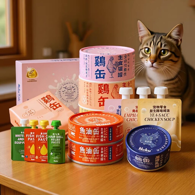 neku cool staple food cans cat cans hyaluronic acid hydrating soup bag cat snacks glass chicken freeze-dried small square fish oil