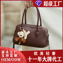 朱尔真皮手提包女通勤包包女士2025新款秋季红色枕头包时尚妈妈包