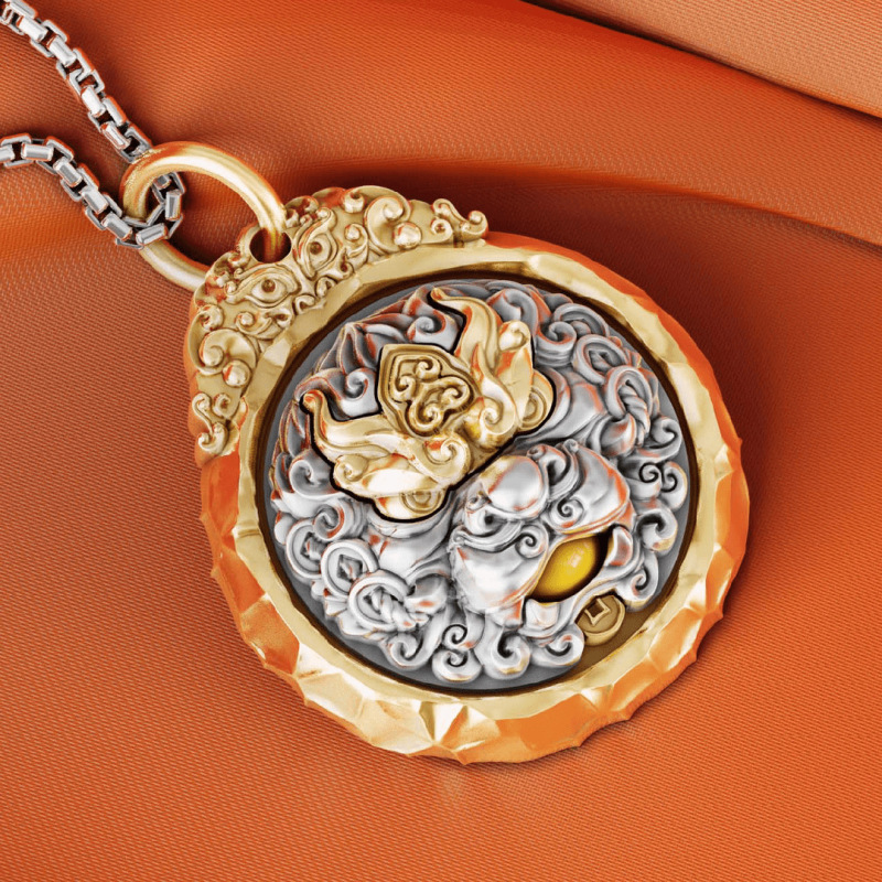 Mountain Ghost Order-Gold Swallowing Beast-National Tide Gourmet Pattern Personality All-match Jewelry for Men and Women Wearing Lucky Keychain Pendant Mountain Ghost Order-Gold Swallowing Beast-National Tide Gourmet Pattern Personality All-match Jewelry for Men and Women Wearing Lucky Keychain Pendant