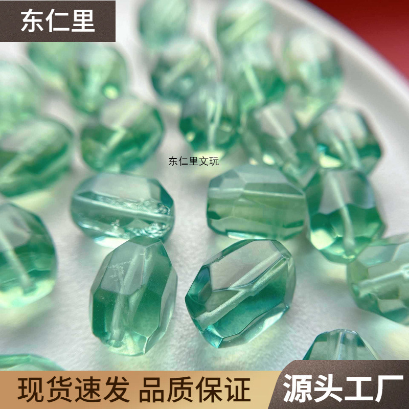 包邮水晶配饰绿萤石散珠子大颗粒不规则刻面配珠水晶手串饰品批发|undefined