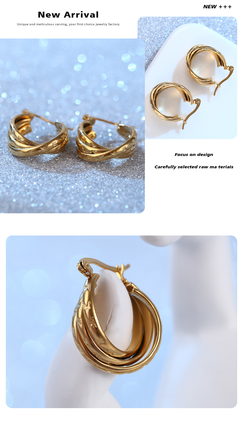 Retro Geometric Stainless Steel Plating Earrings 1 Pair