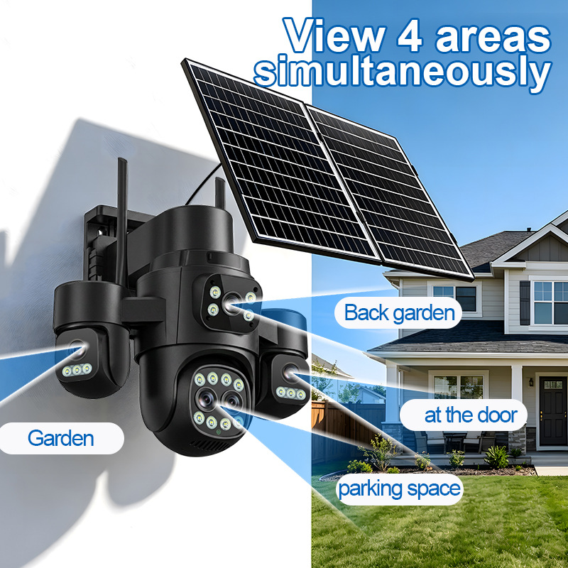 Hieasy cuatro imágenes 18X zoom 24h monitor 360 remoto 4G inteligente visión nocturna AOV cámara solar