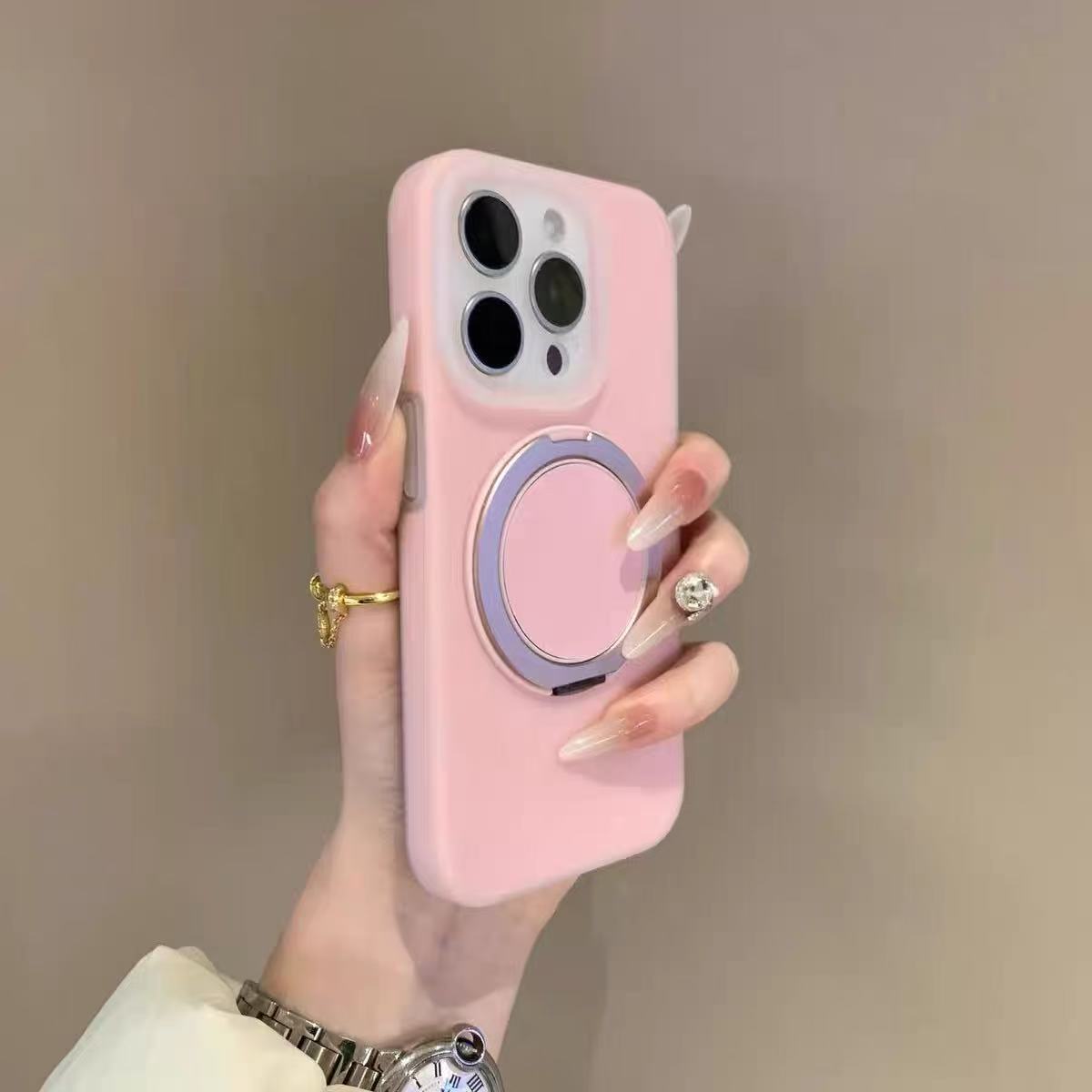 Soporte magnético de gelatina de color sólido simple 360 para iPhone16ProMax Apple 15/14 funda para teléfono móvil 13 mujer