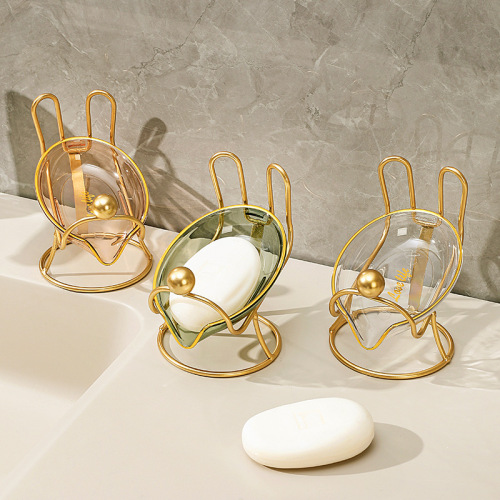 Light luxury soap box drain soap rack PET cartoon transparent soap box home bathroom high-end hot stamping storage
