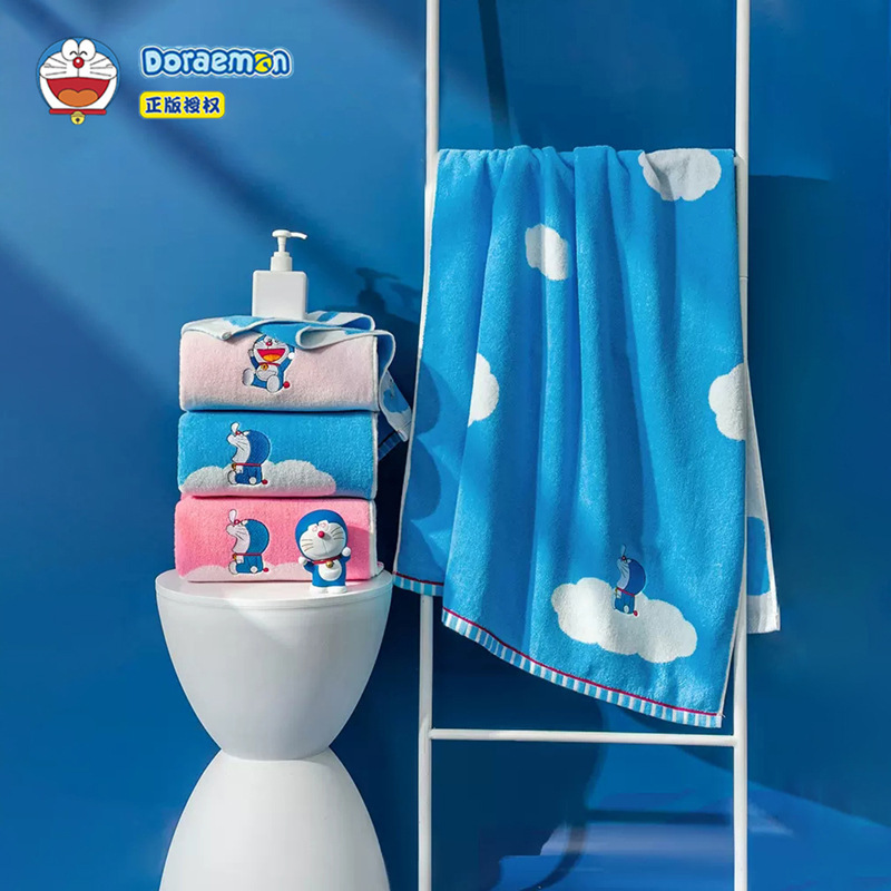 Genuine Doraemon Bath Towel Children's Cotton Face Towel Absorbent Face Wash High-end Household Hair-free Cartoon Towel