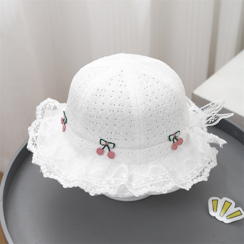 Bebés de primavera y otoño delgado sombrero de pescador arco princesa viento super lindo encaje de viaje asiático cuenca sombrero de marea sombrero