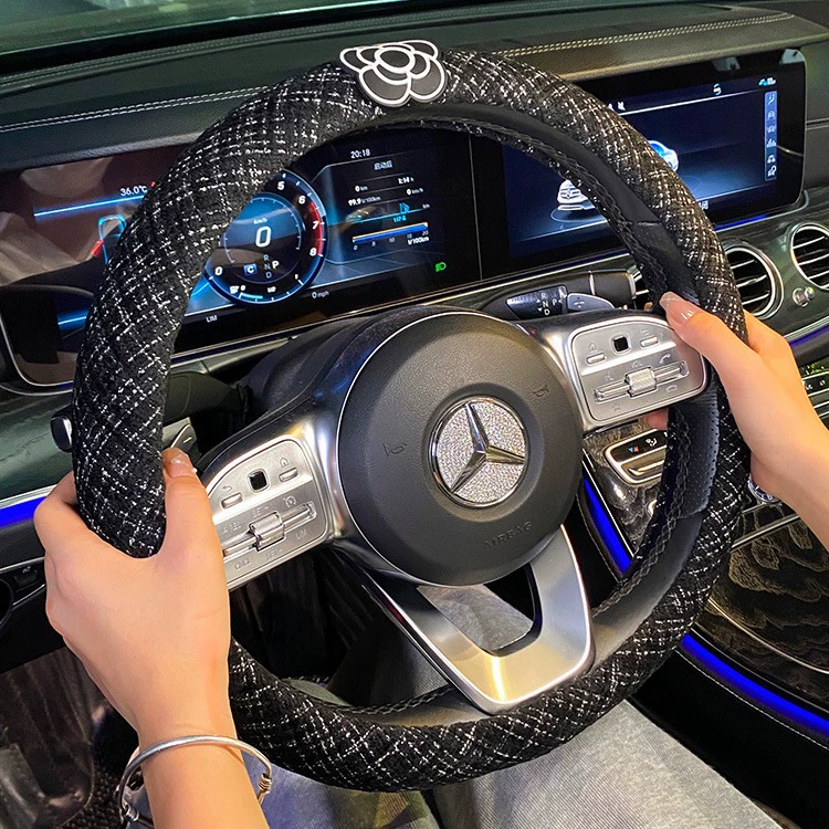 Xiaowangfeng автомобильная ручка крышка рулевого колеса сетка Красная Камелия женская короткая плюшевая теплая Нескользящая универсальная для четырех сезонов