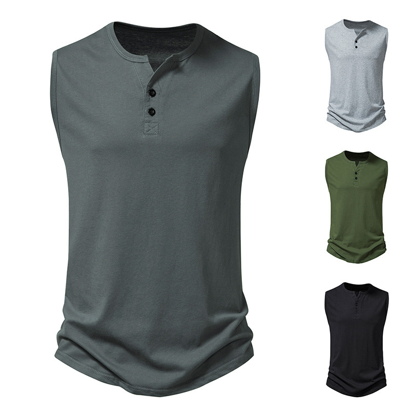 Foreign Trade Cross-border Men's Sleeveless Sports Basic Short-sleeved Lightweight T-shirt Vest Men's V-neck Waistle Wide Shoulder Breathable