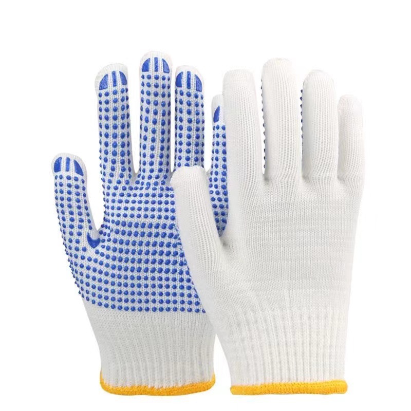 Guantes de Trabajo y Protección de Hilo de Algodón, Resistente al Desgaste, Antideslizante, para Trabajo y Jardinería
