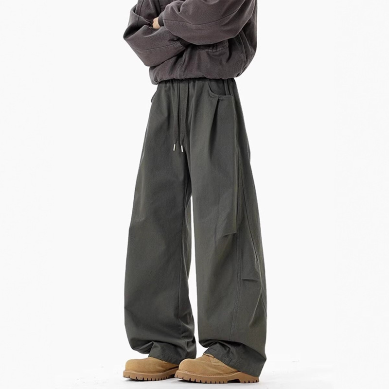 Cross-Border Pleated Scimitar Cargo Pants Men's Trendy Brand Autum Loose Retro Cleanfit Wide-Leg Casual Long Pants Cross-Border Pleated Scimitar Cargo Pants Men's Trendy Brand Autum Loose Retro Cleanfit Wide-Leg Casual Long Pants