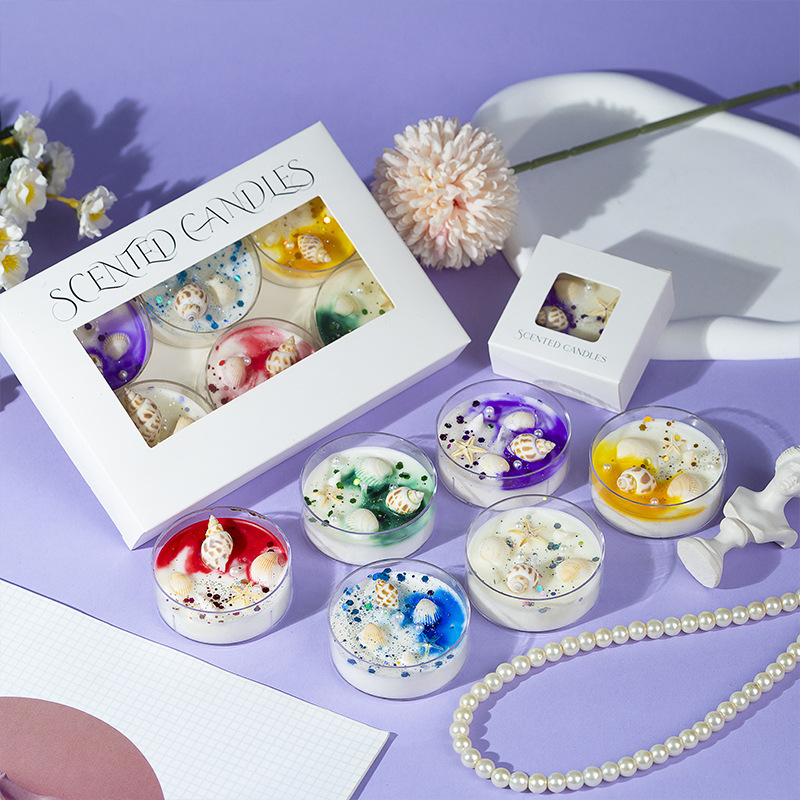 Cera de soja flor seca fragancia de cera de arroz regalo de mano aceite esencial vegetal incienso vela esquinilla conchas decoración de fragancia para el hogar