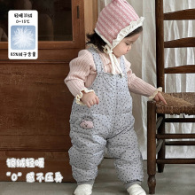 女童羽绒背带裤2025秋冬可爱女宝卡通羽绒裤婴幼儿保暖连体裤 a类