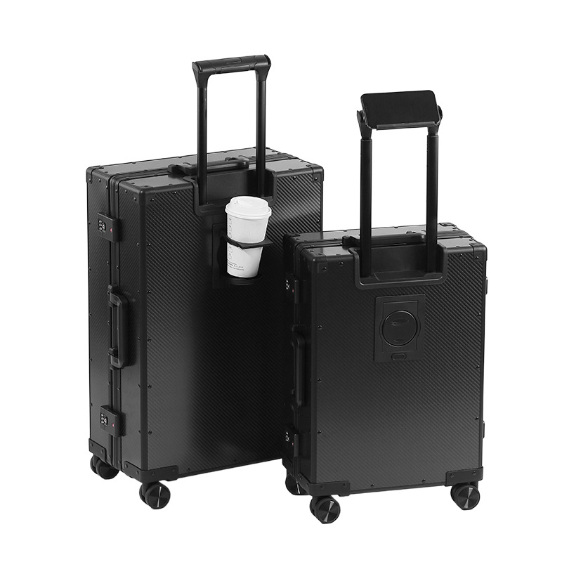 新しいカーボンファイバー製スーツケース、防水、20inch桁のパスワードロック付き、トロリーケース、高級感のある機内持ち込み用スーツケース、ユニバーサルホイール付きケース
