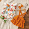 Bodysuit, dress, set, children's clothing, flowered, 3 piece set, European style
