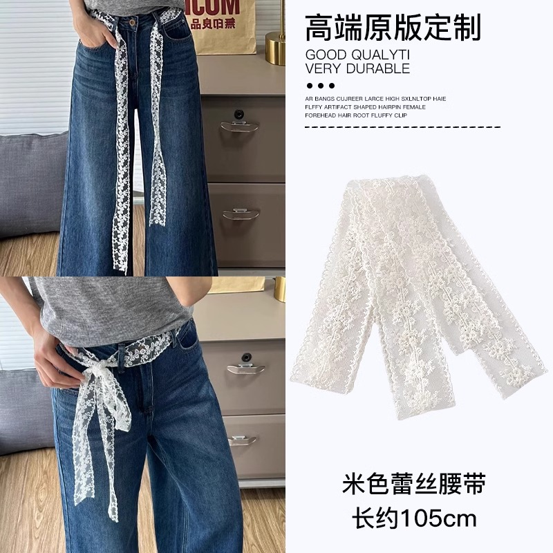 Pañuelo de seda bordado de encaje dulce, corbata larga para mujer, bolso para atar el cabello, lazo, serpentina, bufanda decorativa de todo fósforo coreana, cinta