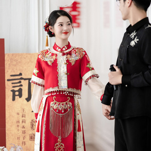 New Chinese-Style Toast Dress 2025 New Bride Wedding Red Gown for Going Out, Heavy-Duty Wedding Dress Set