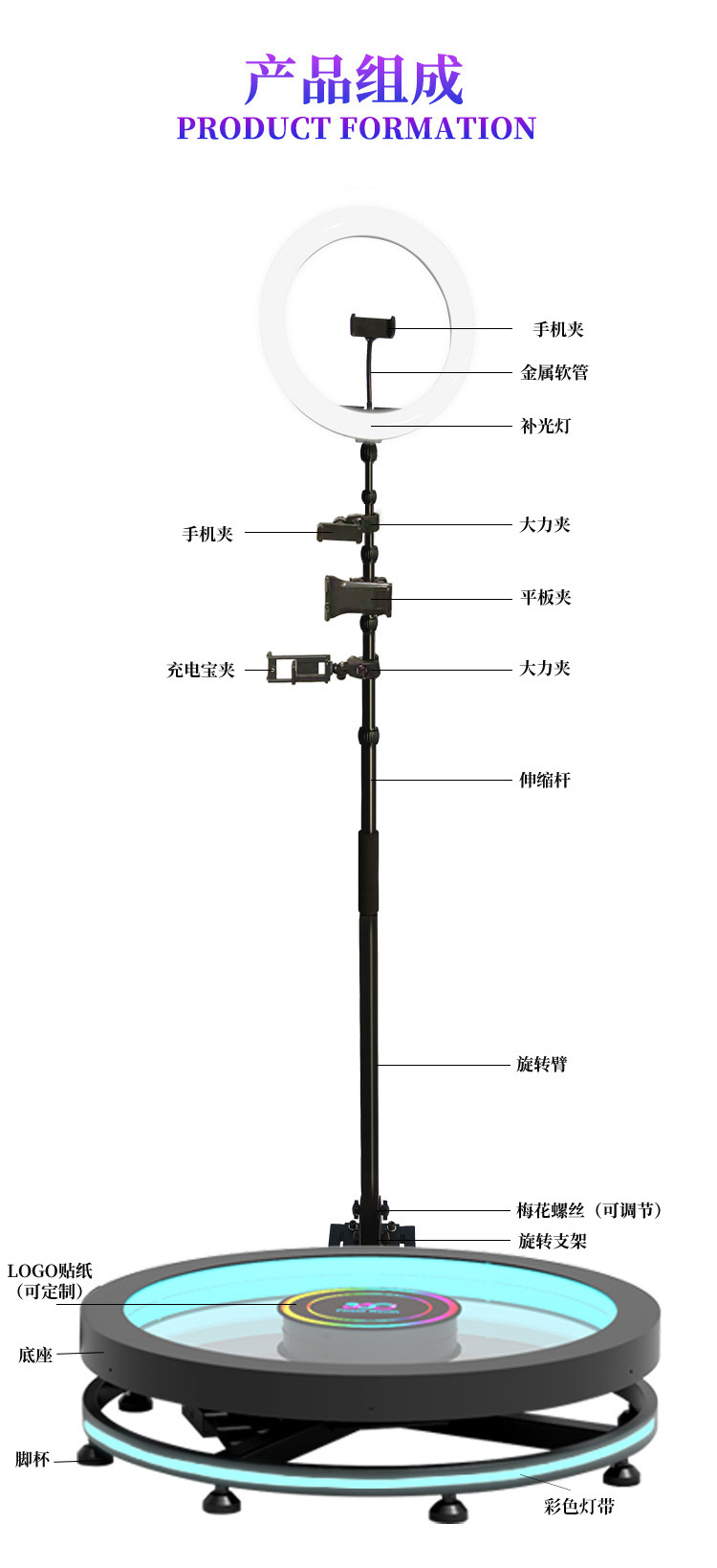 亚马逊爆款 360环拍 自动旋转拍摄转盘 360 photo booth 海外发货-阿里巴巴