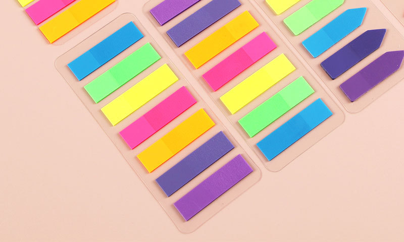 Pet Transparent Sticky Notes Fluorescent Color Waterproof Arrow Stick Label display picture 2