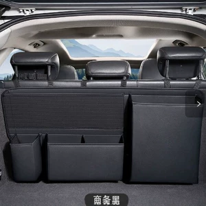 Large-capacity leather car trunk storage bag, multifunctional storage organizer, car seat back storage bag