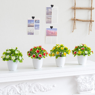Cross-Border Hot-Selling Simulated Potted Plants, Fake Flowers, Office Desk Green Plant Ornaments, Camellia Small Artificial Flowers, High Simulation