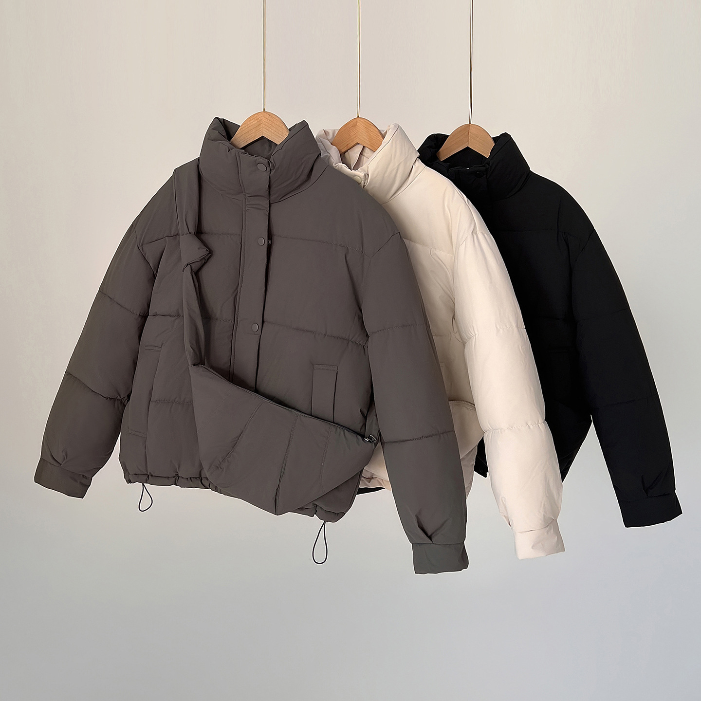 2025 otoño y invierno nuevo abrigo de algodón de pluma collar de color sólido abrigo de algodón cálido con abrigo de invierno abrigo abrigo