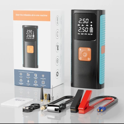 Pump Emergency Jump Starter: Hava nasosu - qb09-jump-starter-air-compressor-combo-6000mah-standard-clamps-19-cylinder