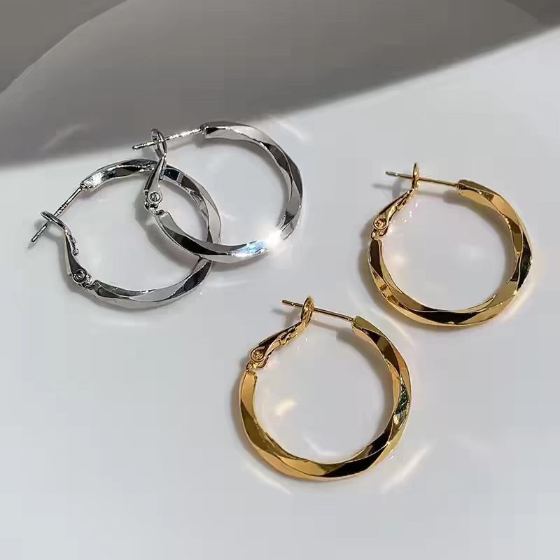 Fashionable Commuter European and American Metal-Style High-End Textured Large Hoop Earrings for Women, Niche Versatile Elegant Light Luxury Earrings