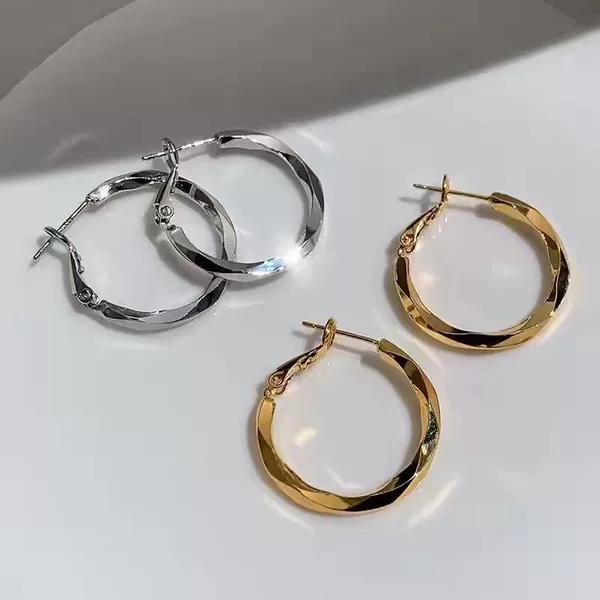 Fashionable Commuter European and American Metal-Style High-End Textured Large Hoop Earrings for Women, Niche Versatile Elegant Light Luxury Earrings