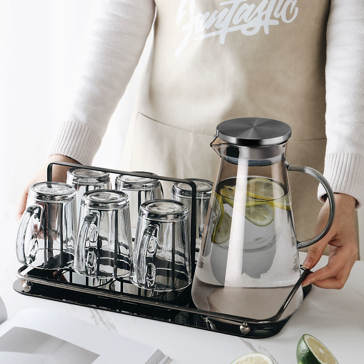 Оптовая продажа, набор стеклянных чашек, устойчивых к высоким температурам, для дома, гостиной, гостеприимства, чашка для чая, чашка для воды с ручкой, чашка для питья