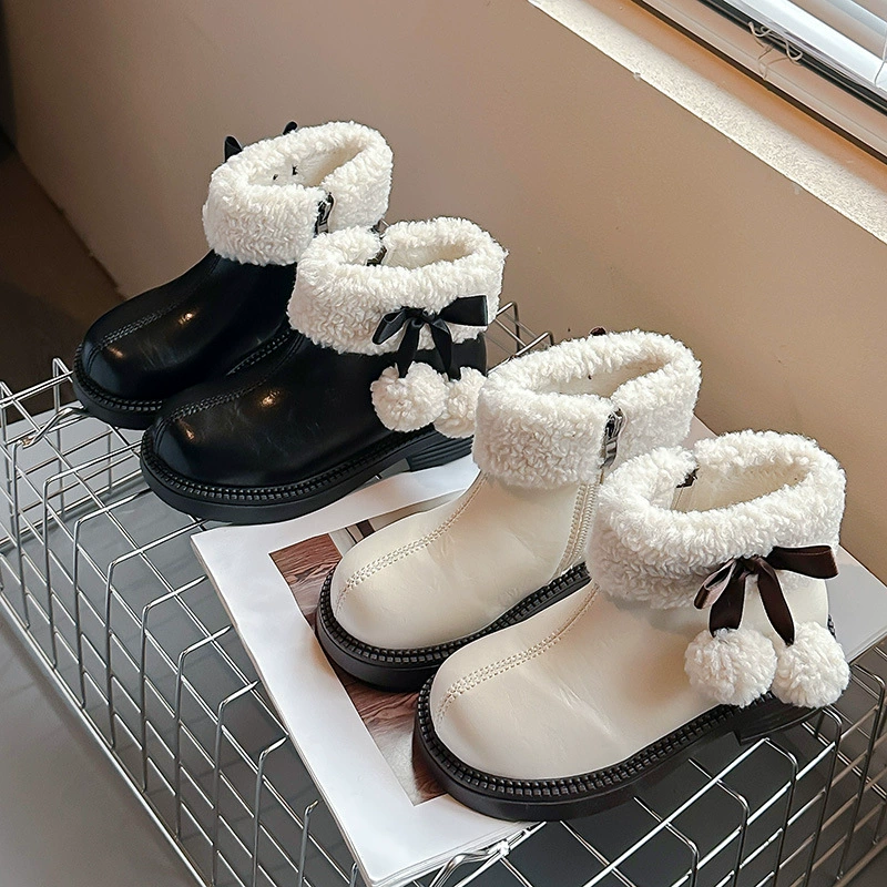 Сапоги для девочек зима 2024 новая маленькая девочка плюс бархат теплая принцесса детское детское снежные сапоги