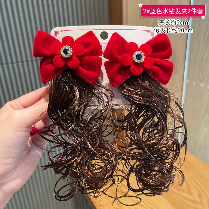 Bebé Año Nuevo de felicitación de Año Nuevo accesorios para el cabello nueva peluca horquilla niñas exquisitos accesorios para el cabello de Año Nuevo horquilla roja al por mayor