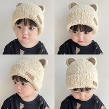 冬季宝宝帽子韩版男女童婴儿毛绒帽针织保暖护耳秋冬款儿童毛线帽