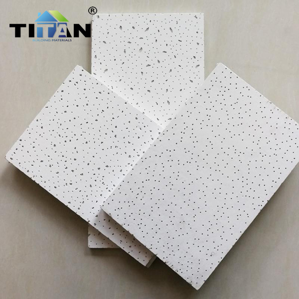 Techo de lana mineral Gypsophila de oruga, absorbente de sonido y a prueba de humedad, tablero de techo 600*600