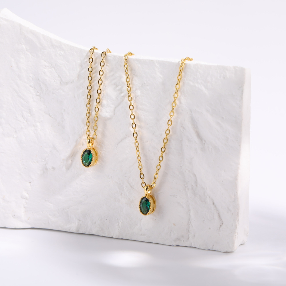 Womenu0027S Retro Oval Copper Zircon Necklace Plating Gold Plated Stainless Steel Necklaces