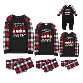 跨境圣诞装速卖通秋冬家居服亲子套装 元素印花亲子装A015O