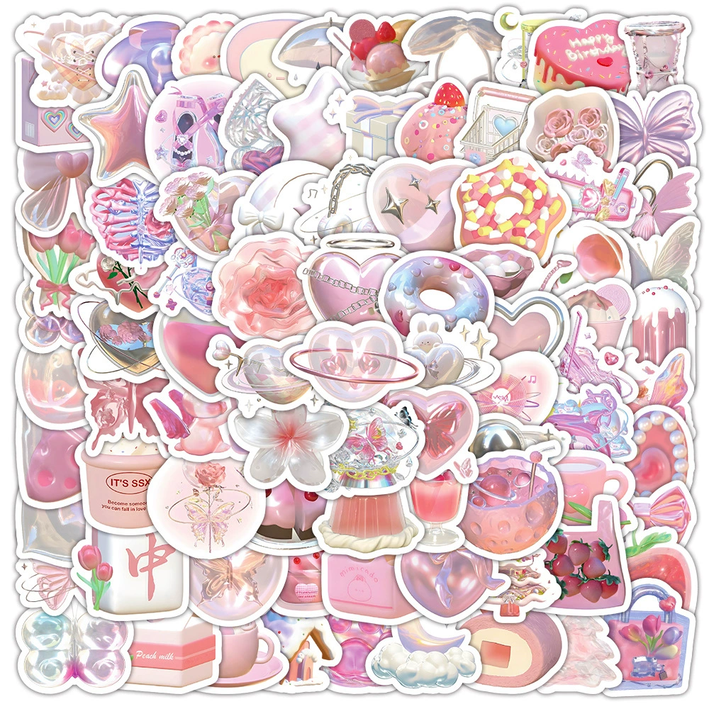 Sticker Pack, multi-design aesthetic stickers, 8×8 cm high-quality sheets, assorted counts 60–103 pcs