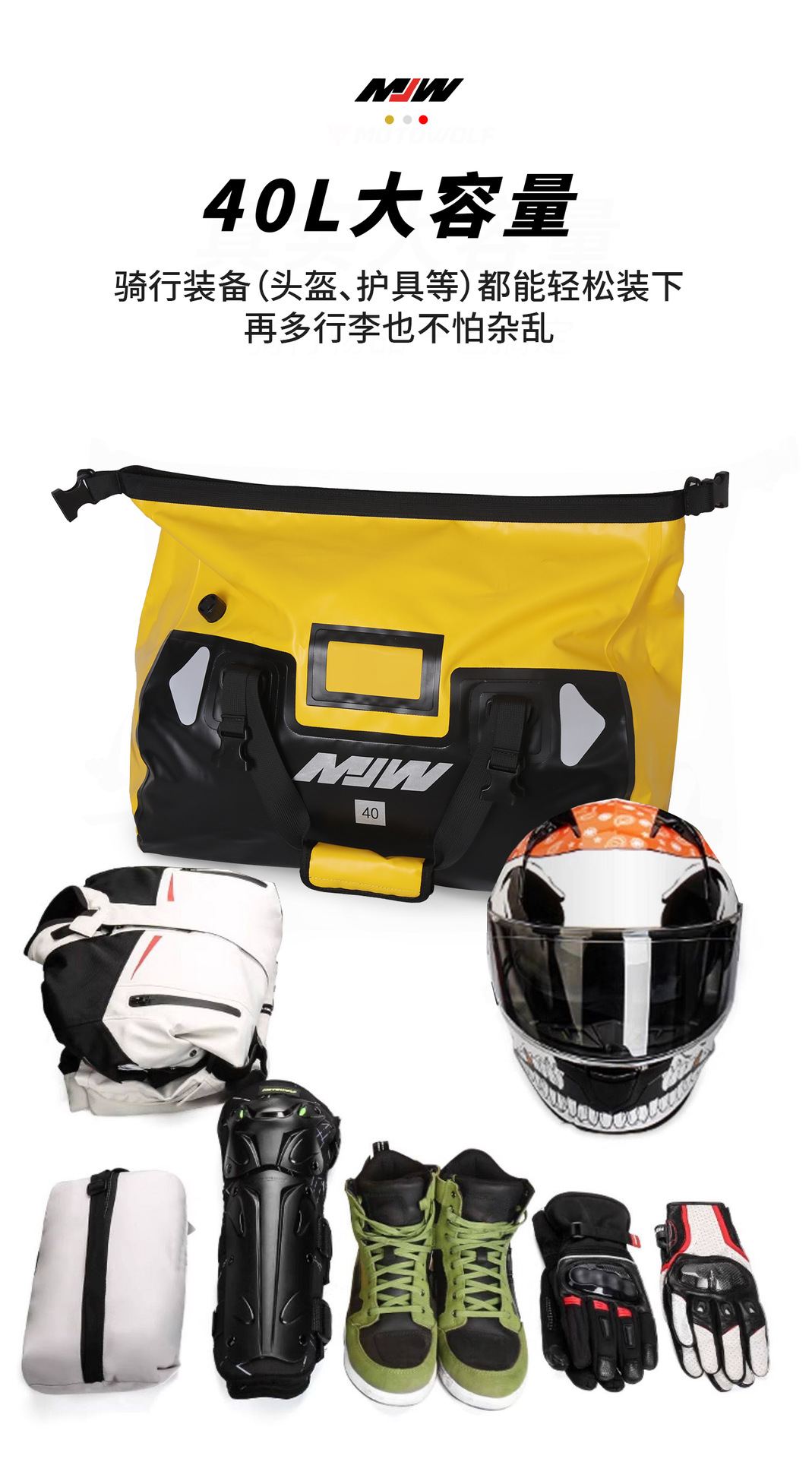 Mjw40Lpvc Motorcycle Waterproof Pannier Bag, Motorcycle Helmet Bag, Riding Luggage Bag, Long-Distance Motorcycle Travel Rear Seat Side Bag