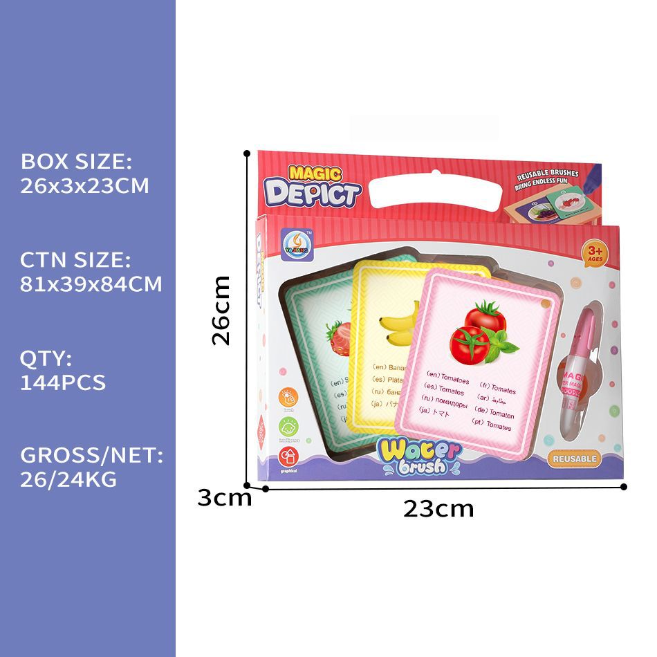 Tarjeta de pintura de color de agua para niños juguetes de ciencia y educación tarjeta de graffiti cognitivo de frutas