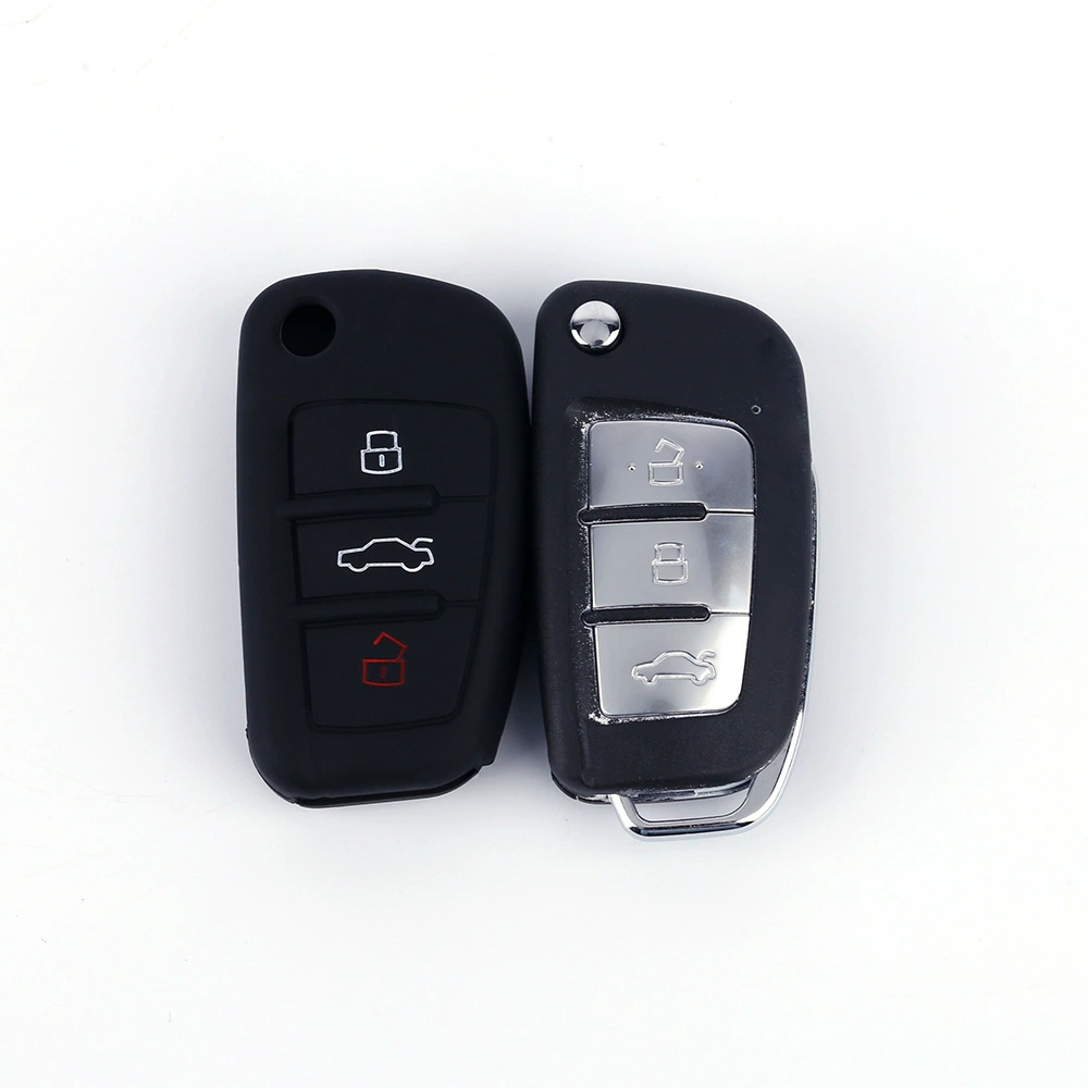 Корпус ключа подходит для Audi, 3-клавишный модифицированный смарт-карта, сменный корпус дистанционного ключа, складной силиконовый чехол для ключей