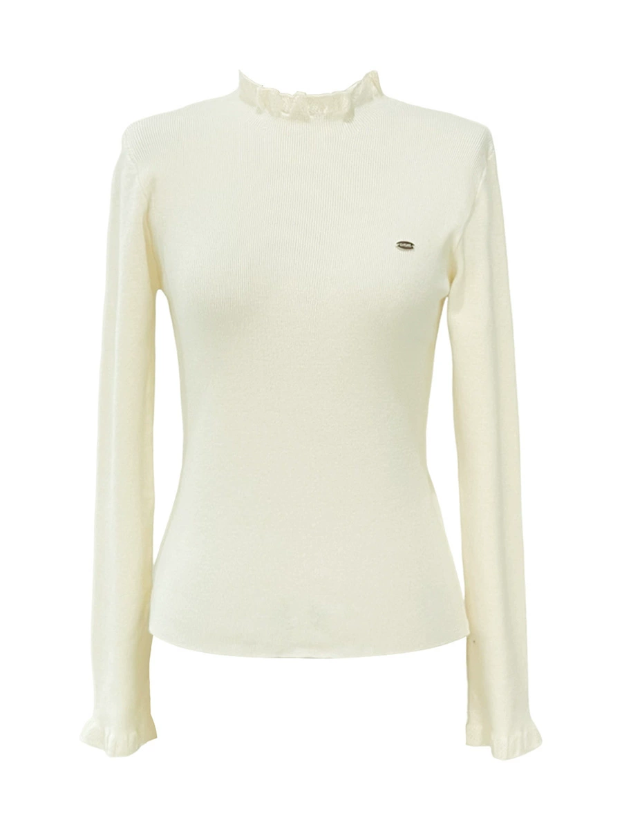 Lace knitted base body-friendly sweater, high collar