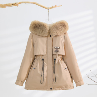 Foreign Trade 2024 Winter New Parker Clothing Women's Cotton-padded Coat Short Large Wool Collar Thick fleece-lined Cotton-padded Coat Thick Coat