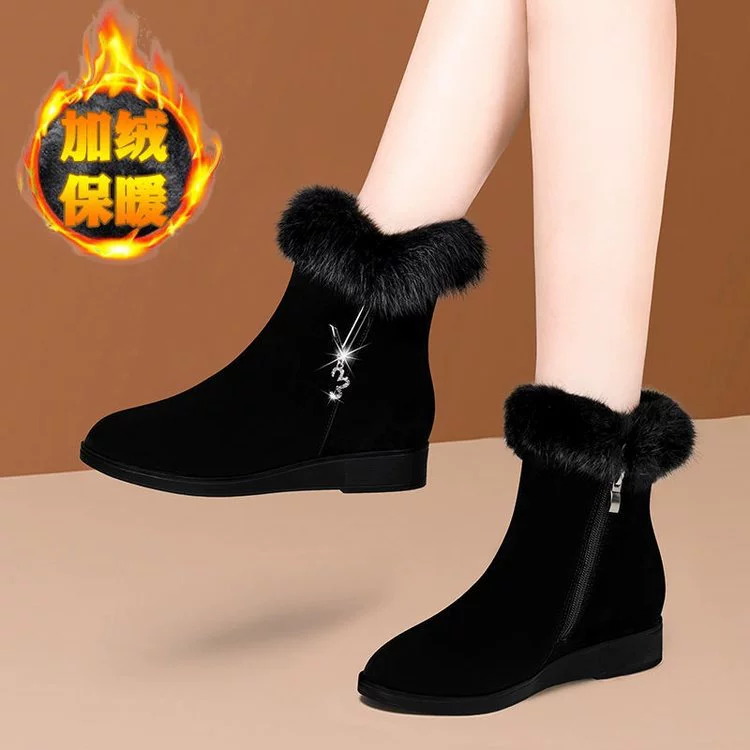 Demi-season fleece keep warm low boots, plus size