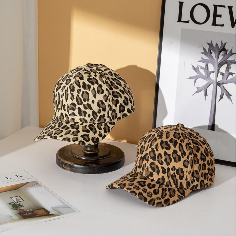 Leopard Print Baseball Cap Wholesale 2026 Korean Retro Y2K Leopard Print Baseball Cap for Women Breathable Face-Slimming Ins Style Baseball Cap