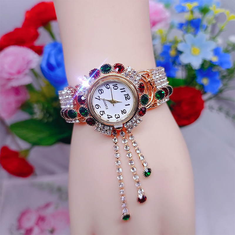 Foreign Trade Popular Fashion Diamond-Encrusted Women's Watch Cross-Border Fashion Full Diamond Watch Korean Version Alloy Bracelet Wholesale in Stock