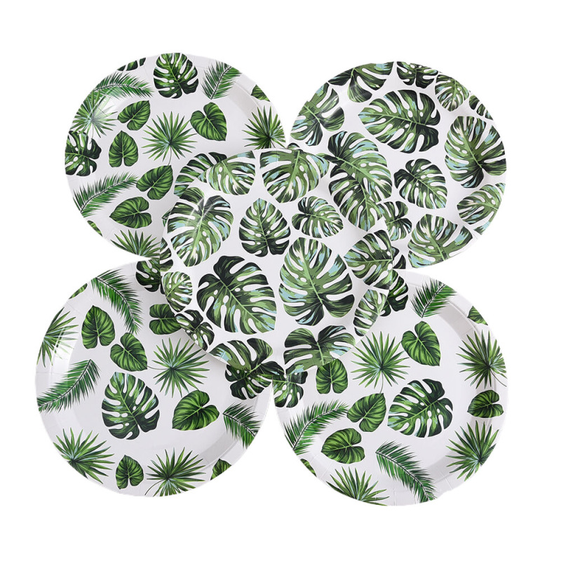 Hawaiian Theme Party Plates, Turtle Leaf Disposable Eco-Friendly Cake Trays, Party Tableware, Cross-Border Wholesale