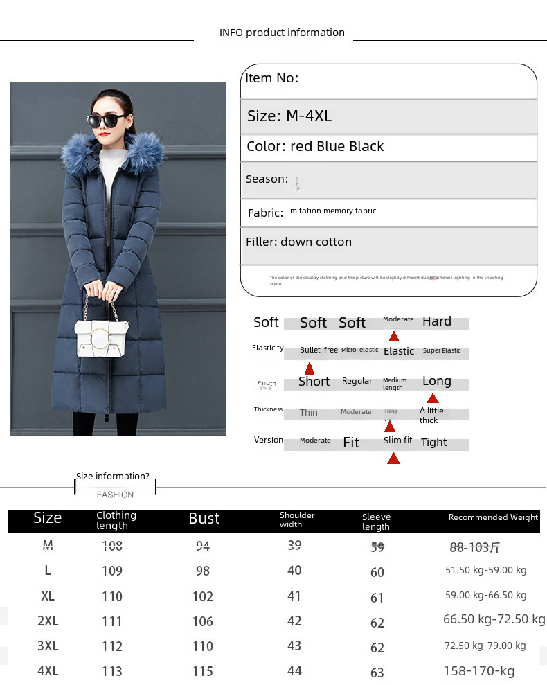 Cotton women autumn and winter New Korean version of the extended knee Warm jacket cotton suit female plus size loose solid color fur collar cotton jack_voghion.com