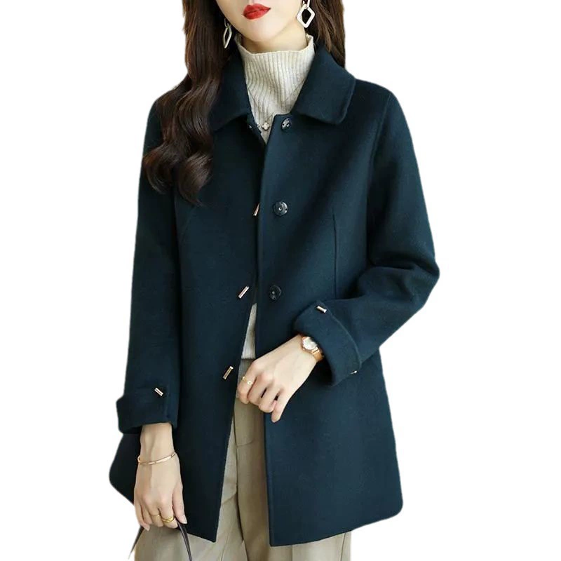 Demi-season small woolen coat for leisure, jacket, for teenagers, fitted, high-quality style