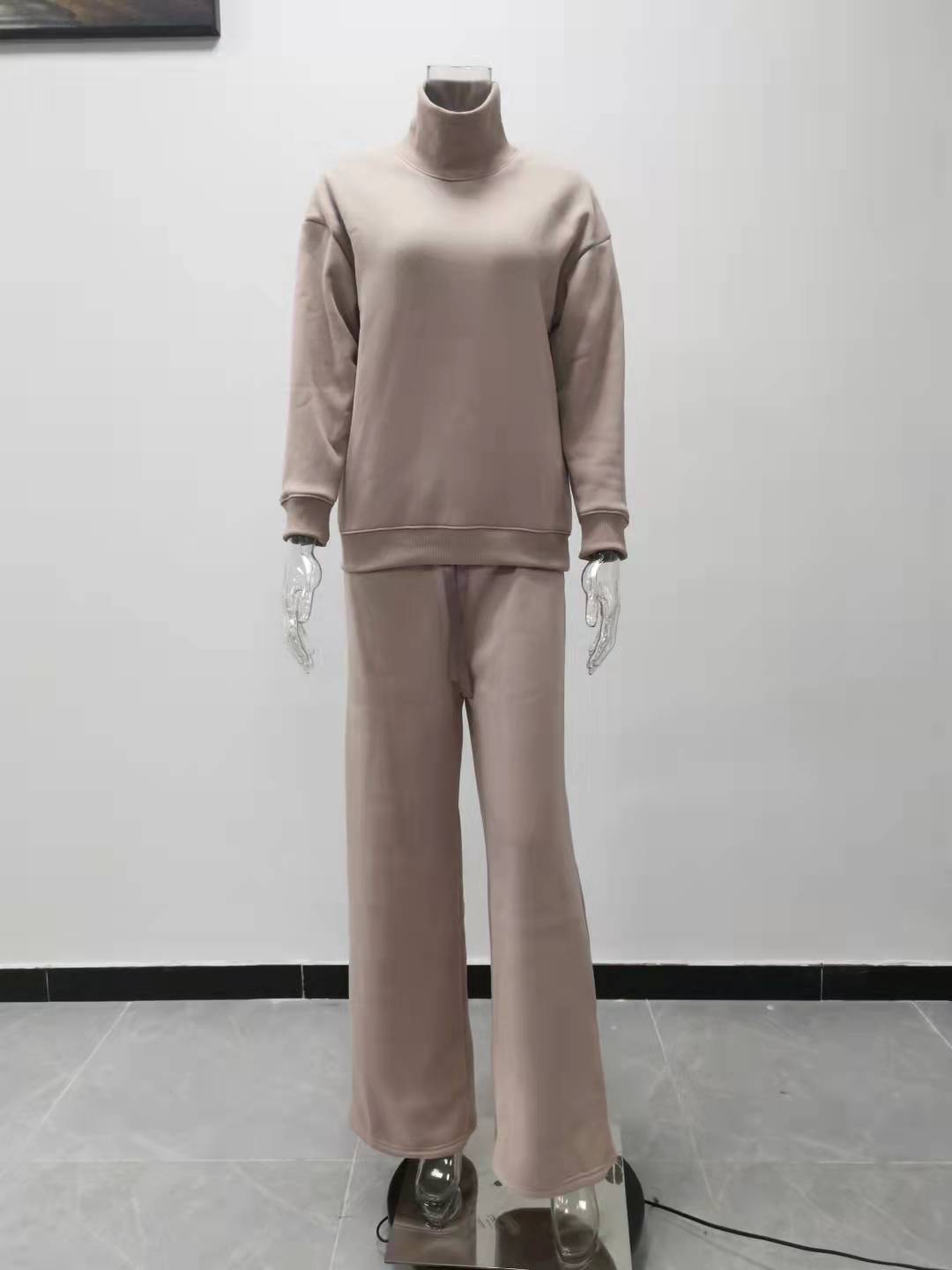 Comfort Function Daily Street Women's Casual Solid Color Cotton Blend Spandex Pant Co-ord Set Pants Sets