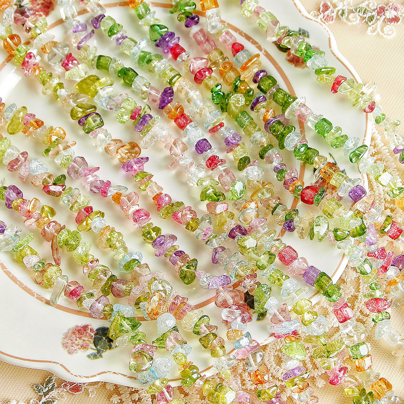 ins crushed stone color natural stone irregular raw stone chain DIY handmade beaded necklace bracelet material