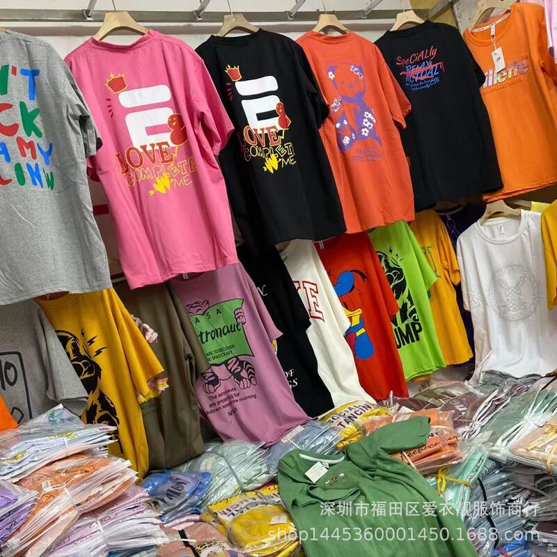 Wholesale stall women's clothing plus size fat cheap work clothes women's short-sleeved T-shirt township market supply wholesale